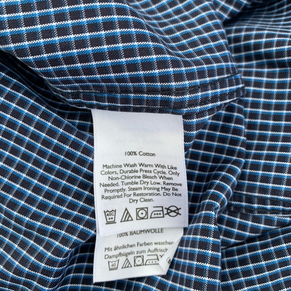 Eddie Bauer blue & white check dress shirt M XL - Picture 6 of 7